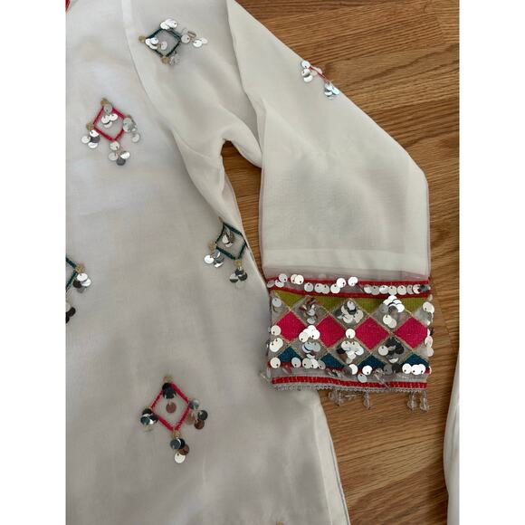 Chandni Boutique Afghan Women’s Traditional Wear Lots of Hand Work 3 Pieces Sz L - Picture 4 of 7